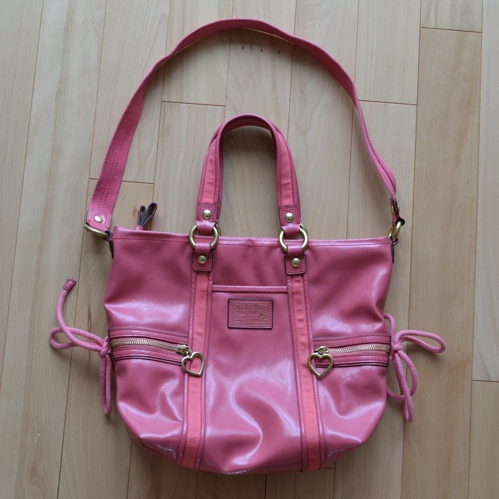 COACH Poppy Leather Shoulder Bag Purse Barbie Pink F20047
